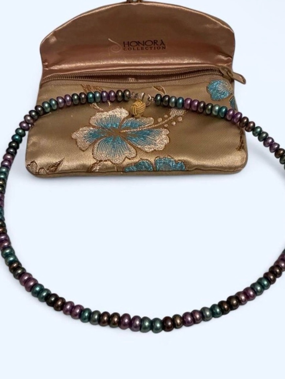 Honora Iridescent Multi-Color Pearl Necklace with floral bag